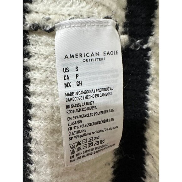 American Eagle women’s size small black-and-white striped sweater - Picture 8 of 11